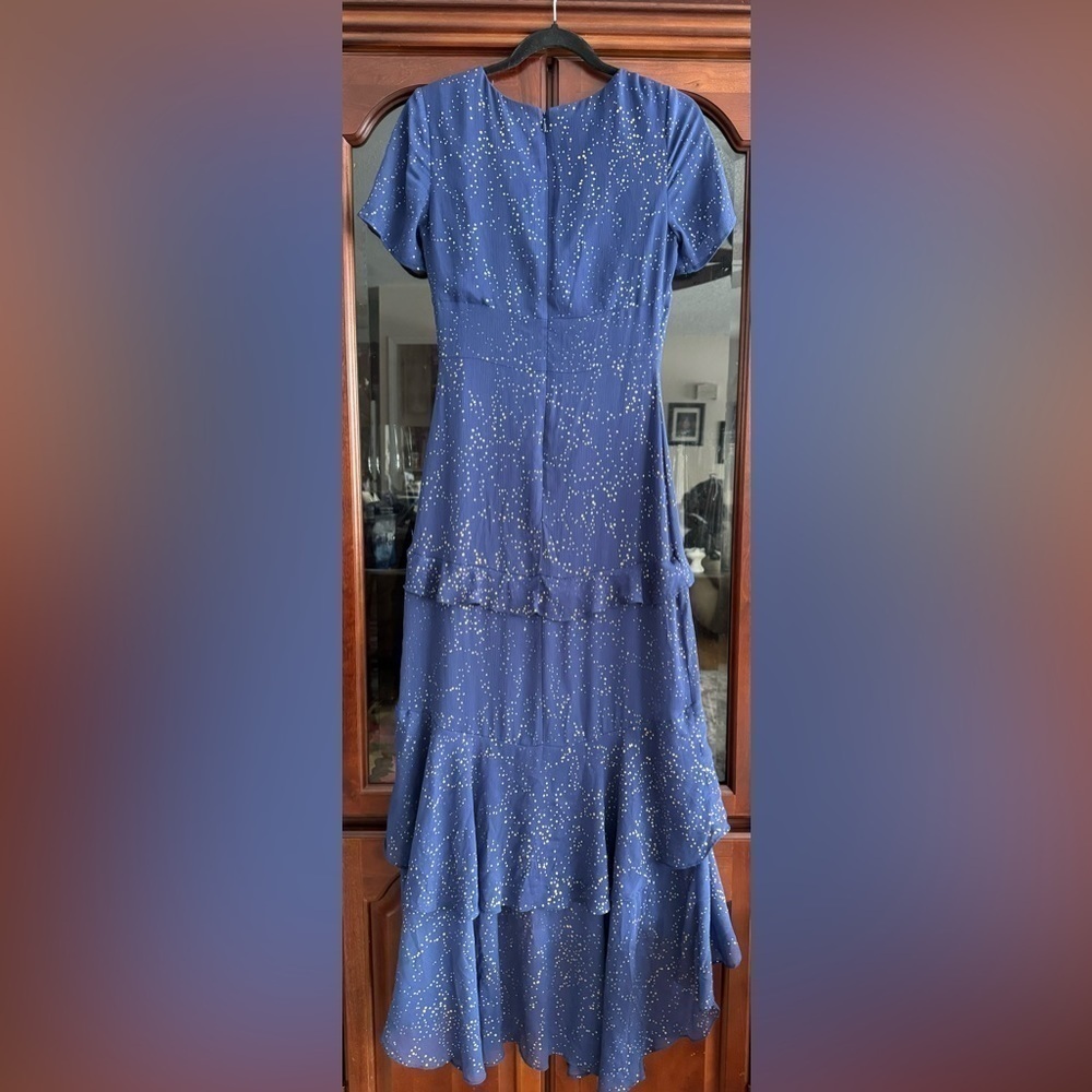 Hutch Tate Blue and gold speckle ruffle layered maxi dress - Picture 6 of 6